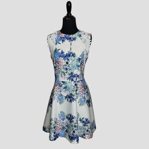 Sister Jane white floral print sleeveless fit and flare mini dress size Medium